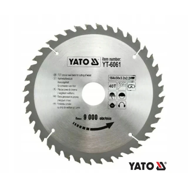 Диск пиляльний Yato 184х30 40 зубів з напайками (YT-6061)