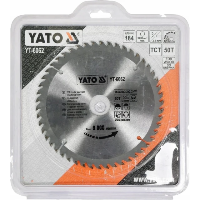 Диск пиляльний Yato 184х30 50 зубів з напайками (YT-6062)
