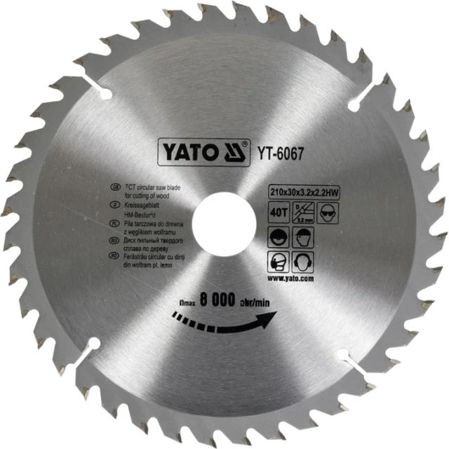 Диск пильный Yato 200x24z x30 мм с твердосплавными зубьями (YT-6065)