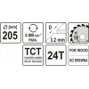 Диск пиляльний Yato 205x24z x18 мм з твердосплавними зубами (YT-6066)