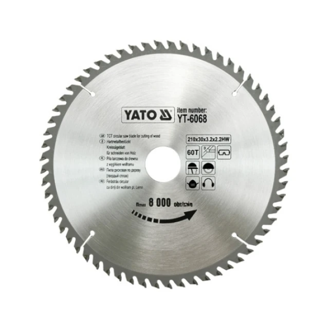 Диск пильний Yato 210x60z x30 з видіями (YT-6068)