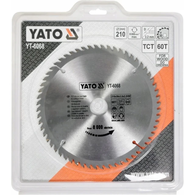 Диск пильний Yato 210x60z x30 з видіями (YT-6068)