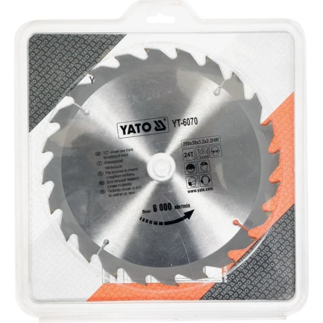 Диск пиляльний Yato 250x24z x30 з твердосплавними зубцями (YT-6070)