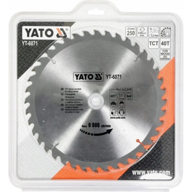 Диск пиляльний Yato 250x40z x30 з твердосплавними зубцями (YT-6071)