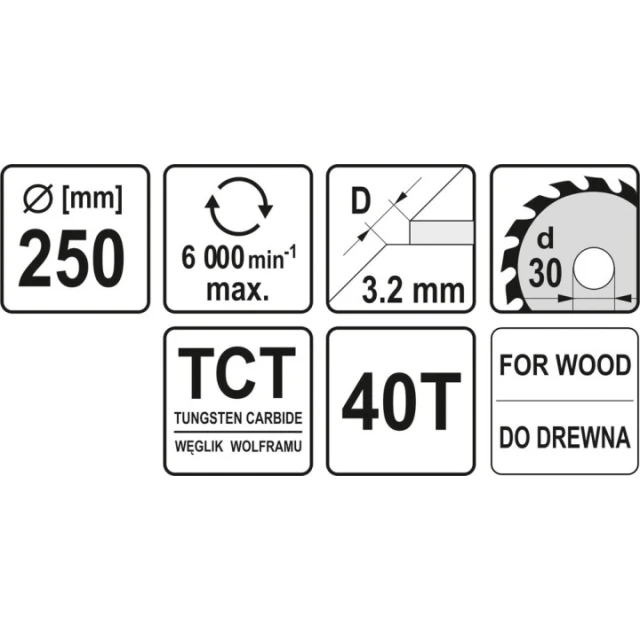 Диск пиляльний Yato 250x40z x30 з твердосплавними зубцями (YT-6071)