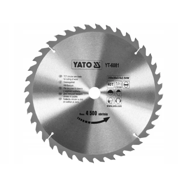 Диск пиляльний Yato 350x40z x30 мм з видіями (YT-6081)