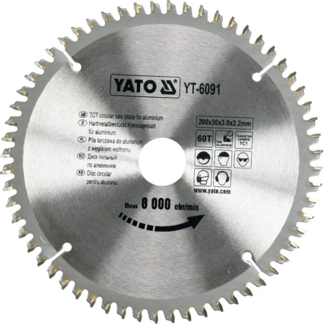 Диск пиляльний для алюмінію Yato 200x60z x30 (YT-6091)