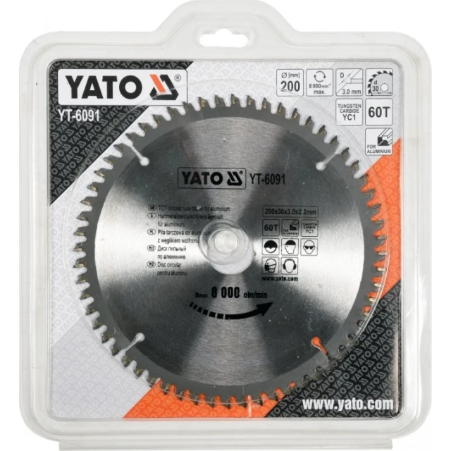 Диск пиляльний для алюмінію Yato 200x60z x30 (YT-6091)