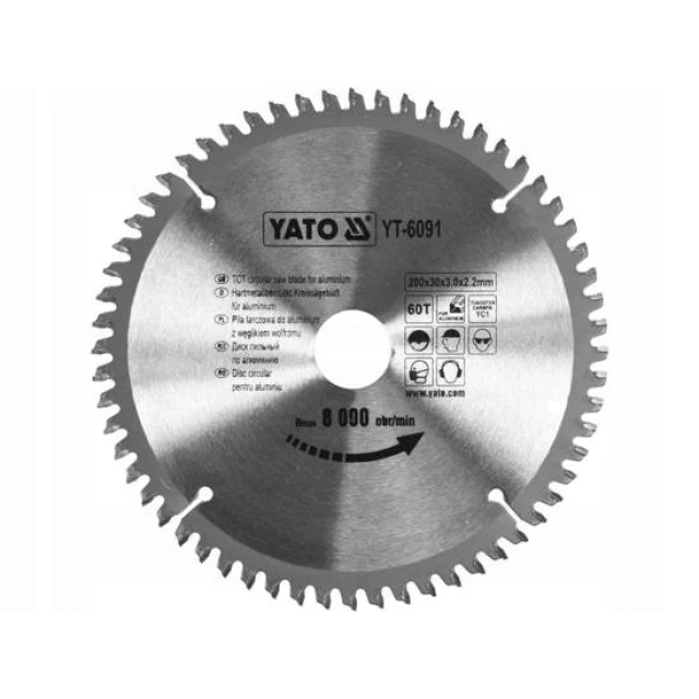 Диск пиляльний для алюмінію Yato 200x60z x30 (YT-6091)