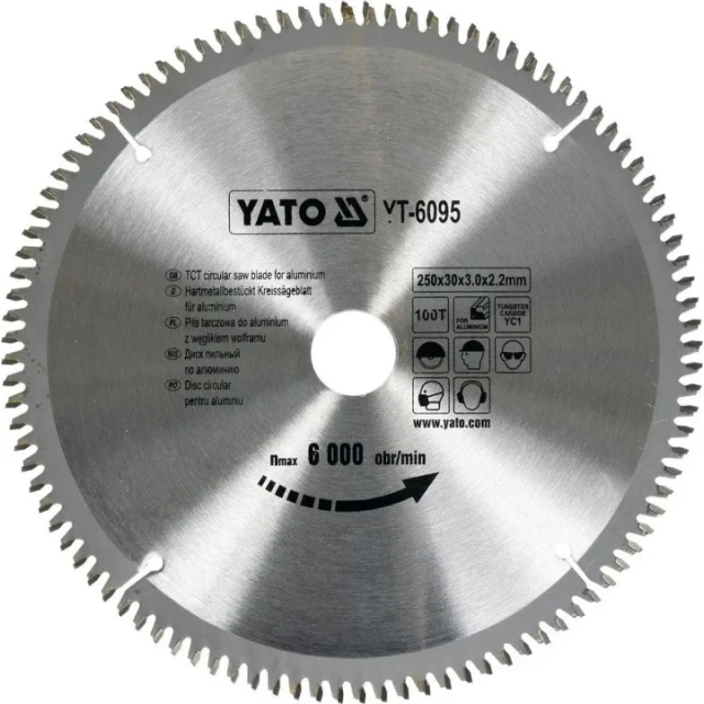 Диск пиляльний для алюмінію Yato 250x100z x30 (YT-6095)