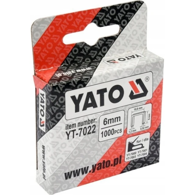 Скоби Yato 6 мм G 10,6x0,52x1,2 1000 шт (YT-7022)