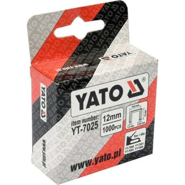 Скобы Yato 12 мм тип G (1000 шт) 10,6х0,52х1,2 (YT-7025)