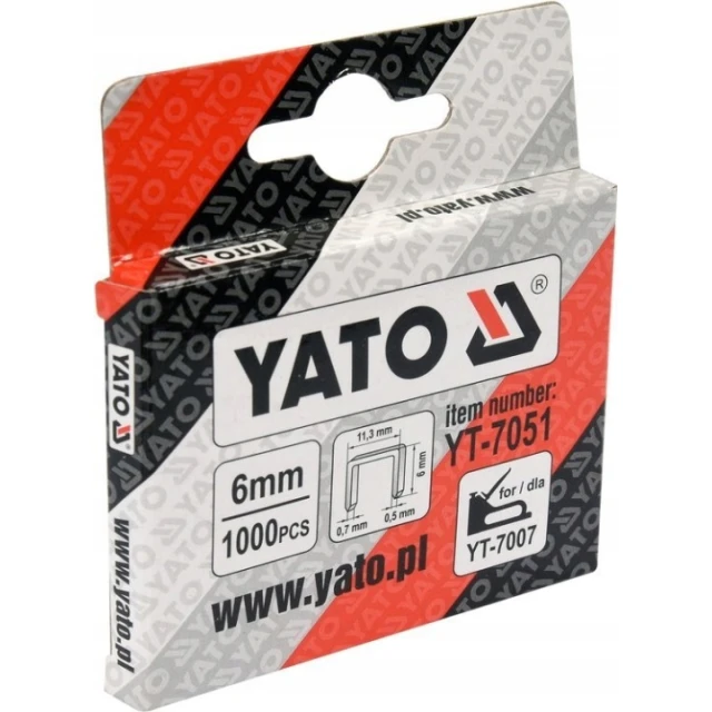 Скоби Yato 6 мм A 11,3x0,50x0,7 1000 шт (YT-7051)