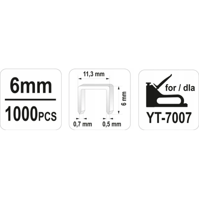 Скоби Yato 6 мм A 11,3x0,50x0,7 1000 шт (YT-7051)