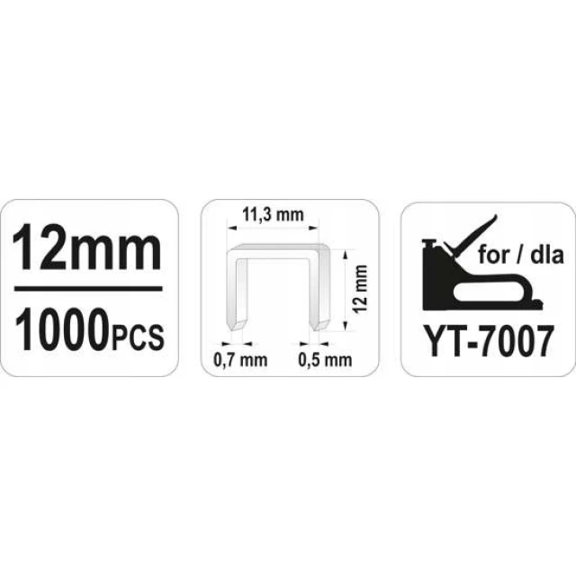 Скобы Yato 12 мм тип A (1000 шт) 11,3х0,50х0,7 (YT-7054)