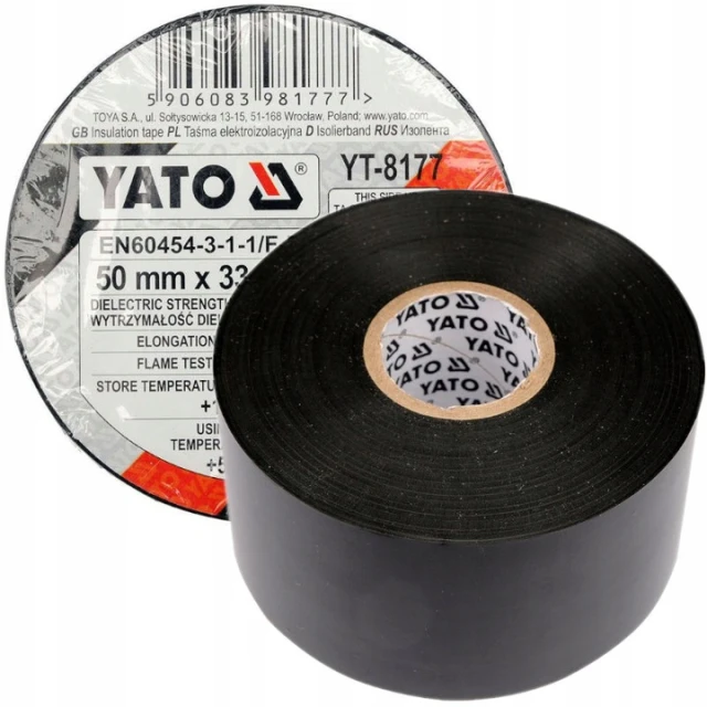 Стрічка ізоляційна Yato 50 мм x 33 м чорна (YT-8177)