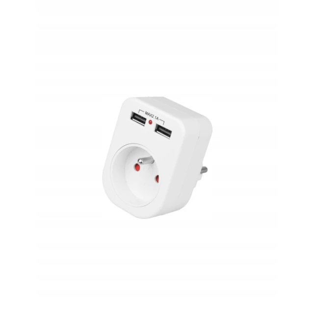 Розгалужувач PLASTROL 1 розетка з USB (W-01146)