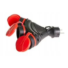 Розетка потрійна з заземленням PLASTROL IP54 з кришкою вилки (W-01152)