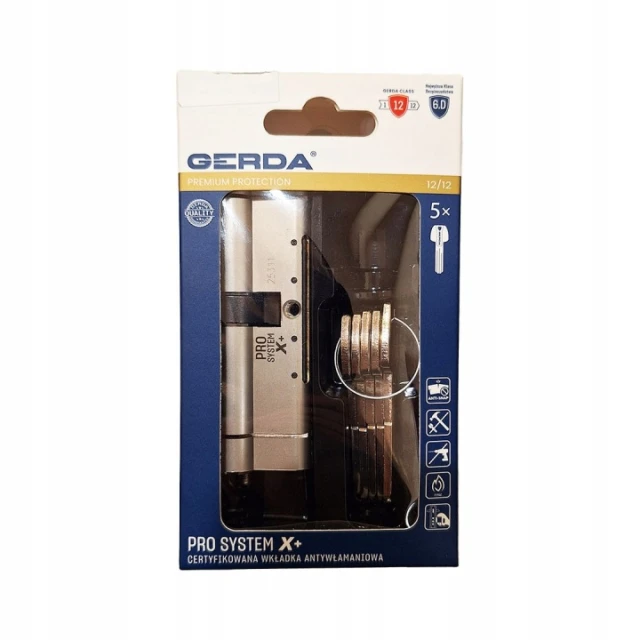 Циліндр замка Gerda 45/50 нікель матовий PSX+ (0WKP+S04550.90050P)