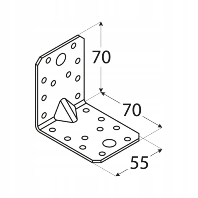 Кутник з прокладкою DOMAX 70x70x55x2,5 мм, упаковка 20 шт (KP4)