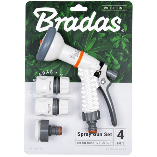 Розпилювач пістолетний Bradas 4-функціональний White зі з'єднаннями (WL-EN1TSET)