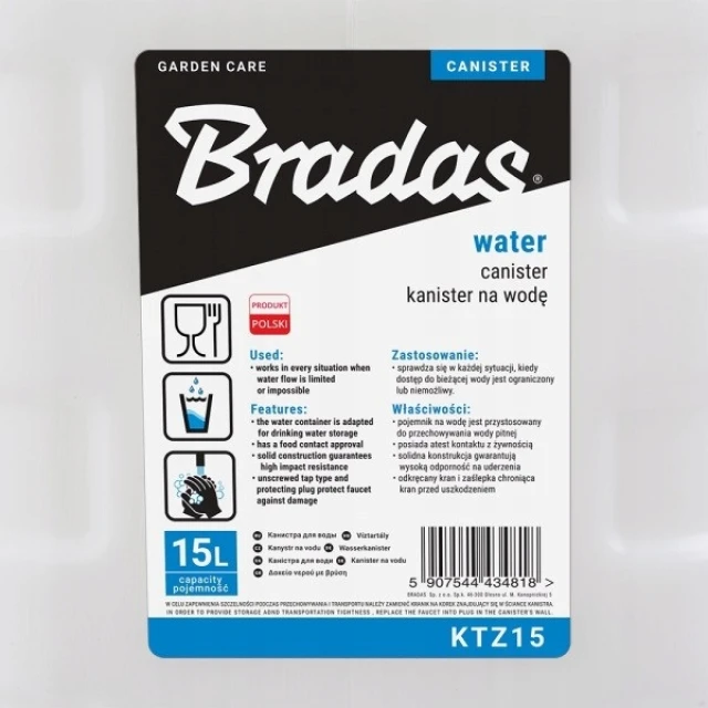 Каністра для питної води Bradas 15 л з краном (KTZ15)