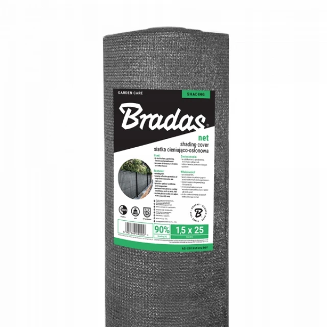 Сітка затінююча Bradas 90% 1,2×10 м 135 г сіра (AS-CO13512010GY)