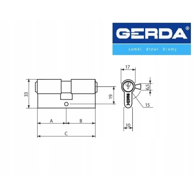 Циліндр замка Gerda 40/45 латунь E1 87 (0WKE1S04045.98030P)