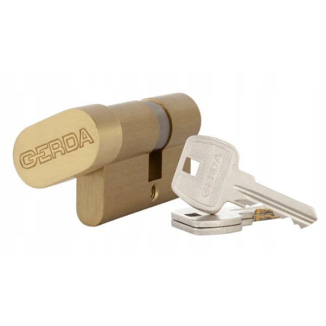 Циліндр замка з ручкою Gerda 40/50 Brass (0WKE1G04050.98030P)