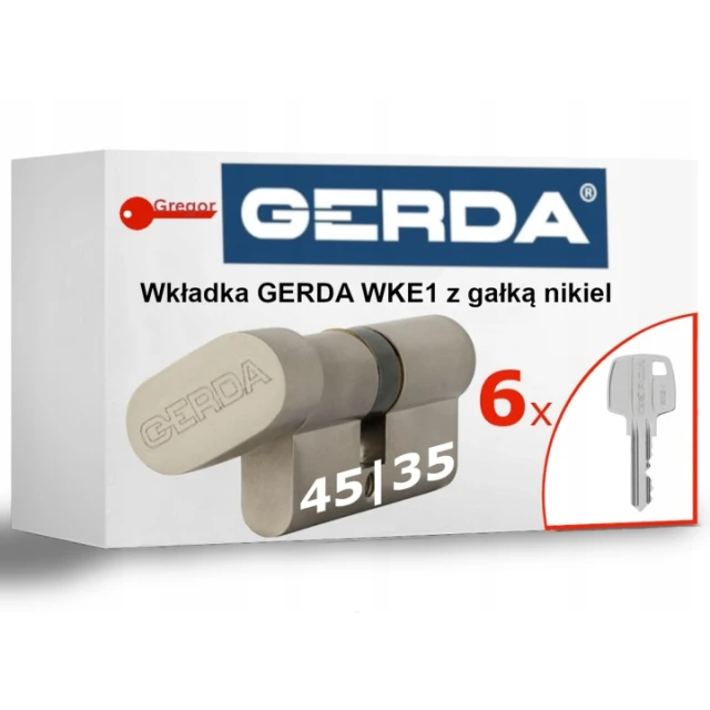 Цилиндр замка с ручкой Gerda 45/35 Nickel (0WKE1G04535.90030P)