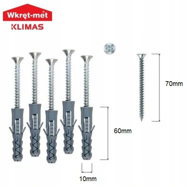 Дюбель Wkret-Met KLIMAS 10-6,0/70 мм з шурупом (KRX10670)