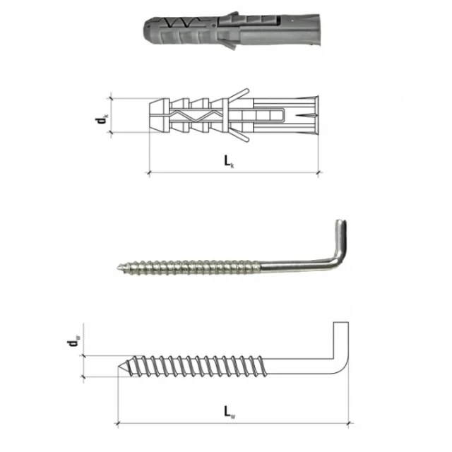 Дюбель Wkret-Met KLIMAS 8x50 з прямим гаком PX-8, 100 шт (PX8)
