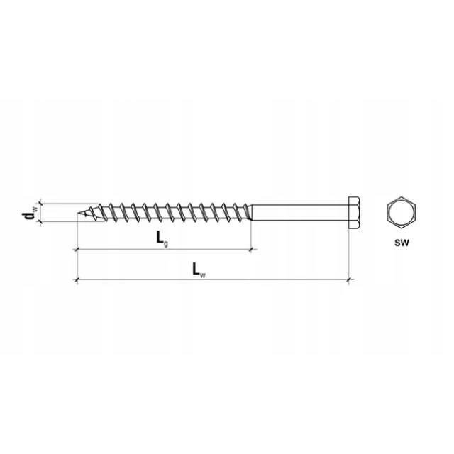 Шуруп з шестигранною головкою Wkret-Met KLIMAS 10x140 DIN 571 оцинкований (571 10140)