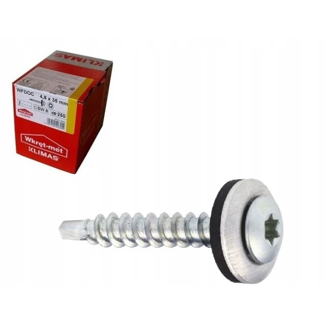 Саморез фермерский Wkret-Met KLIMAS 4,8x35 мм TORX оцинкованный 250 шт (WDD-48035)