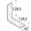 Кутник з прокладкою DOMAX 128x128x45x2,5 мм, упаковка 20 шт (KP9)