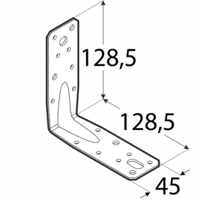 Кутник з прокладкою DOMAX 128x128x45x2,5 мм, упаковка 20 шт (KP9)