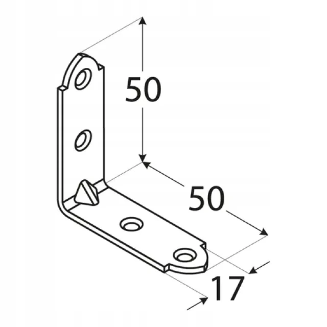 Кутник вузький DOMAX 50x50x17x2 мм (KW3)