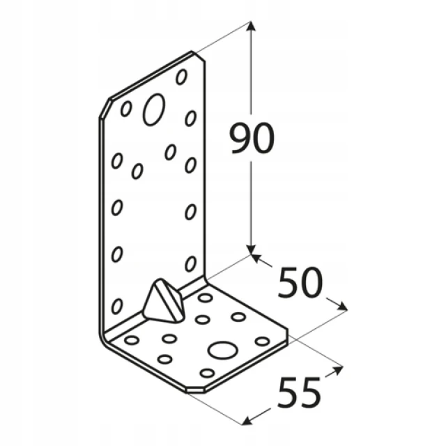 Кутник з прокладкою DOMAX 90x50x55x2,5 мм, упаковка 20 шт (KP3)
