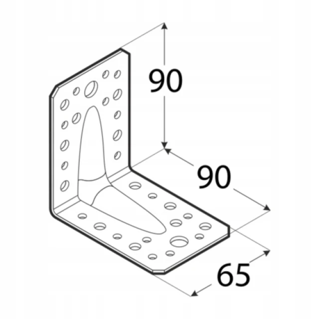 Кутник з тисненням легкий DOMAX 90x90x65x2 мм, комплект 20 шт (KPL1)