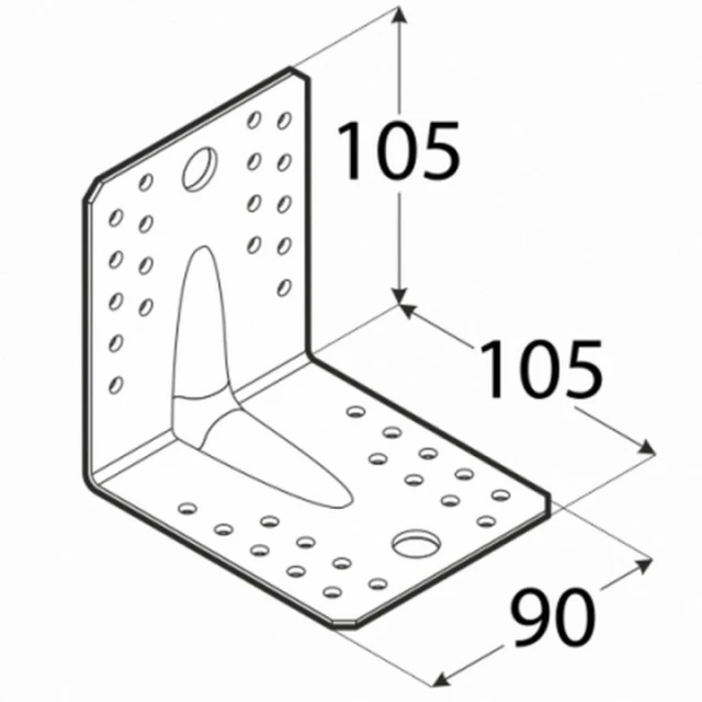 Кутник з тисненням легкий DOMAX 105x105x90x2 мм, комплект 20 шт (KPL2)