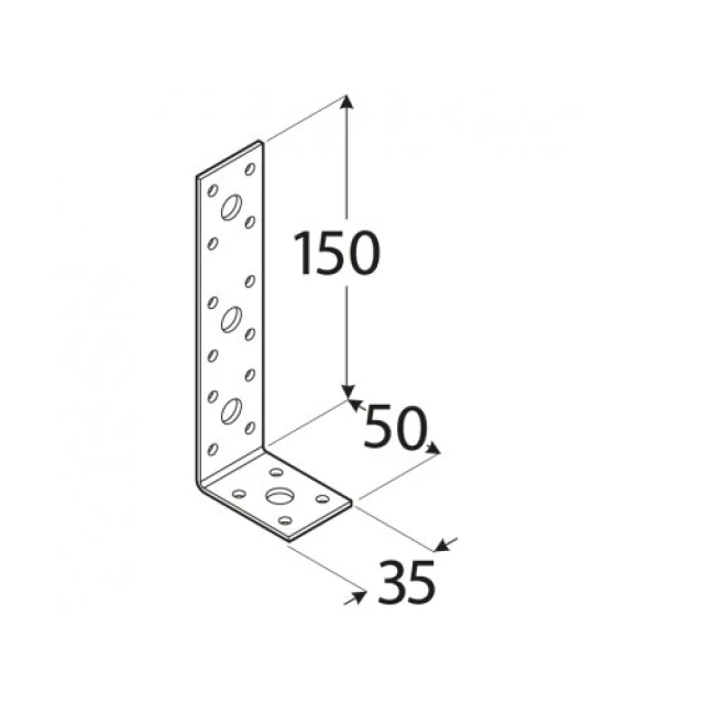 Кутник з'єднувальний DOMAX 150x50x35x2,5 мм комплект 20 шт (KŁ3)