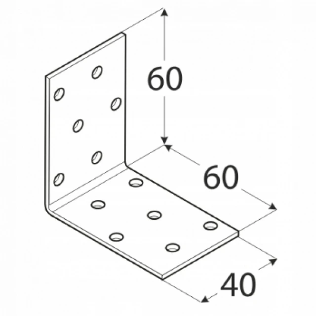 Кутник монтажний DOMAX 60x60x40x2мм, комплект 20 шт (KM3)