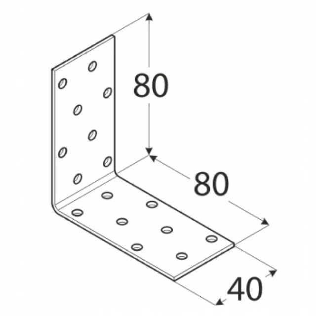 Кутник монтажний DOMAX 80x80x40x2мм, комплект 20 шт (KM7)