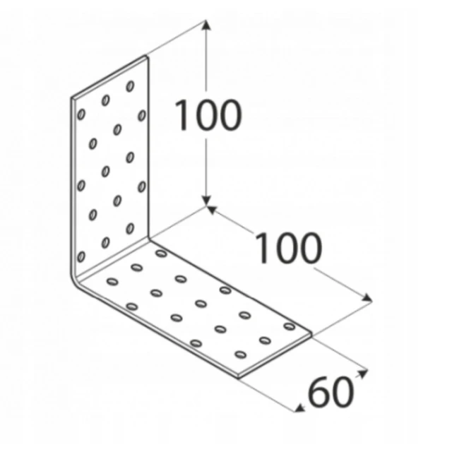 Кутник монтажний DOMAX 100x100x60x2мм, комплект 20 шт (KM11)