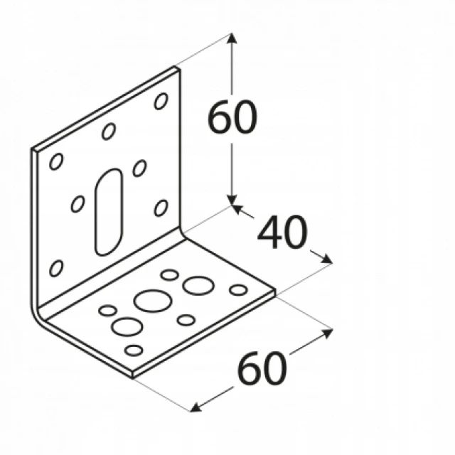 Кутник регульований DOMAX 60x40x60x2,5 мм, комплект 20 шт (KR2)