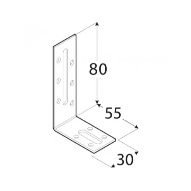 Кутник регульований DOMAX 80x55x30x2 мм, комплект 20 шт (KRD3)