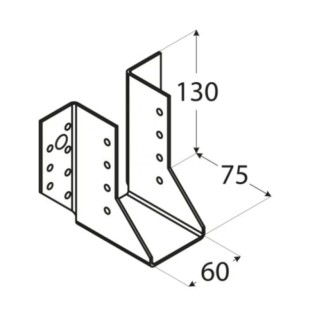 Кронштейн балки DOMAX 60x130x75x2 мм (10 шт) (WB15)