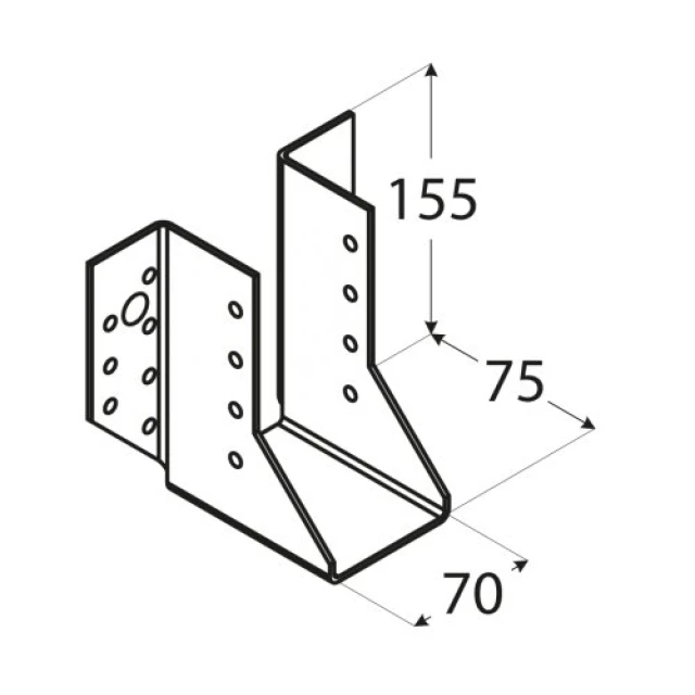 Кронштейн балки DOMAX 70x155x75x2 мм (10 шт) (WB22)