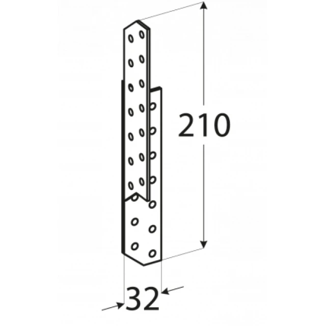 З'єднувач крокв'яний DOMAX 210x32x2 мм ЛК4 Правий, 20 шт (ŁK4)