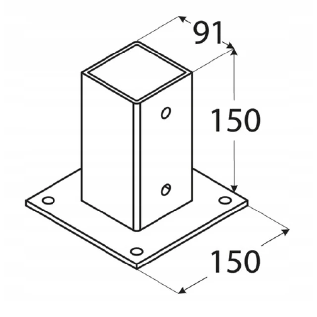 Основа столба с плоским основанием DOMAX 91x150x150 мм (PSP90)